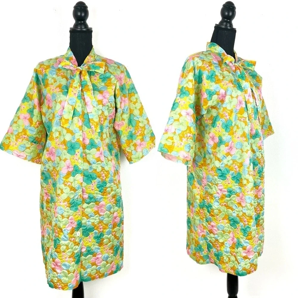 Women's Handmade Housedress Bright Bold Floral